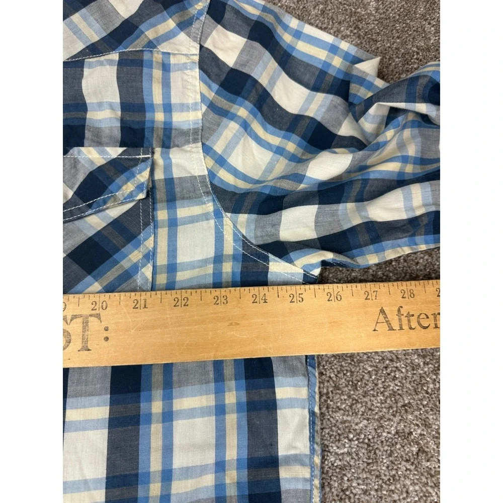 Levi's Men's 2XL Pearl Snap Button Long‎ Sleeve Blue Plaid Western Shirt